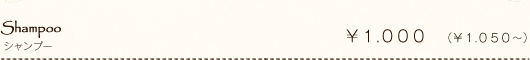 Shampoo シャンプー ¥1.000(¥1.050~)