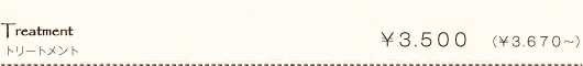 Treatment トリートメント ¥3.500(¥3.670~)